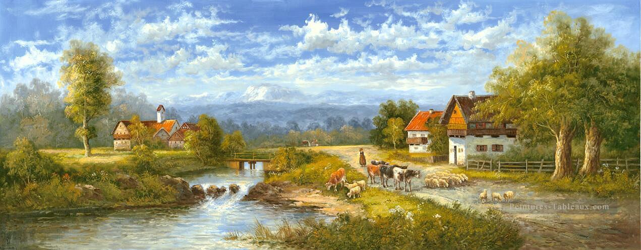 Paysage rural idyllique paysage terres agricoles paysage 0 416 lac Peintures à l'huile